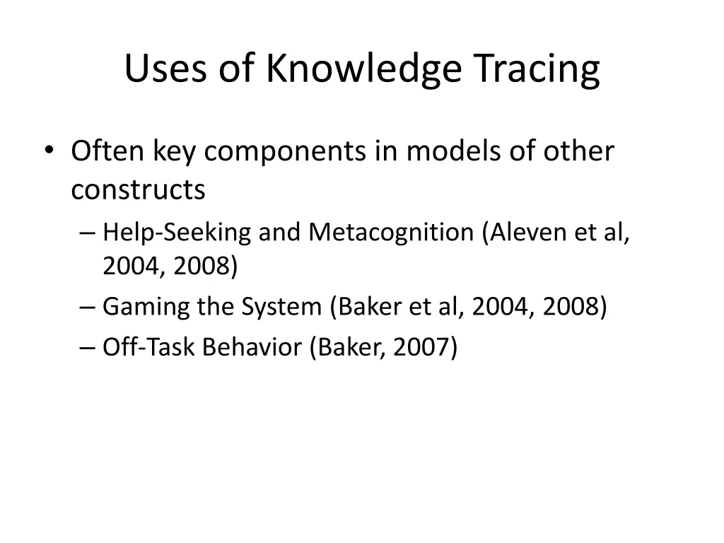 uses of knowledge tracing