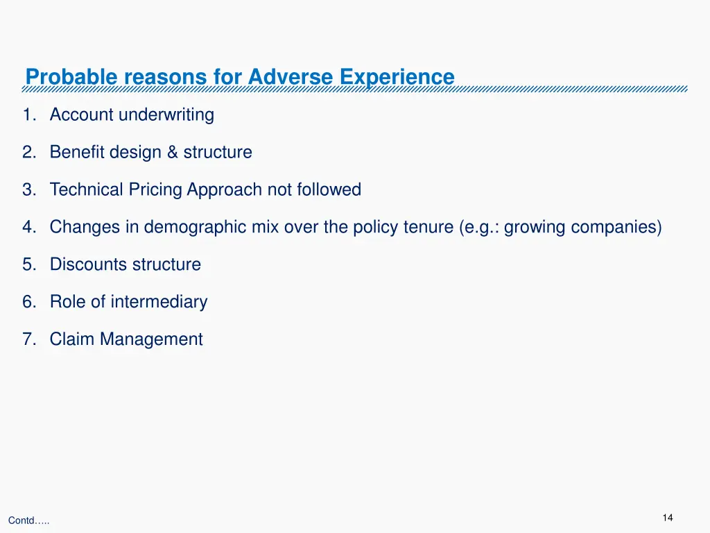 probable reasons for adverse experience 1