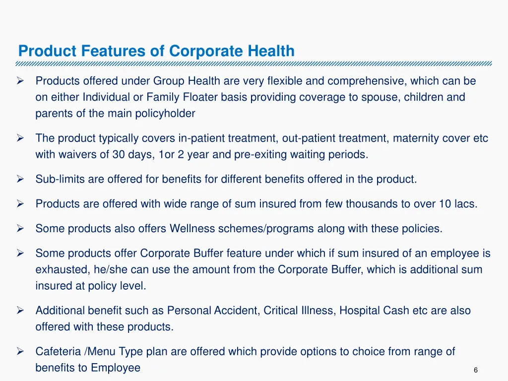 product features of corporate health