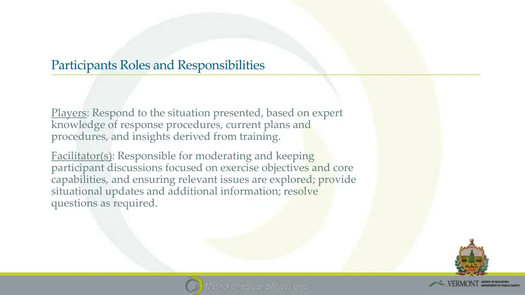 participants roles and responsibilities
