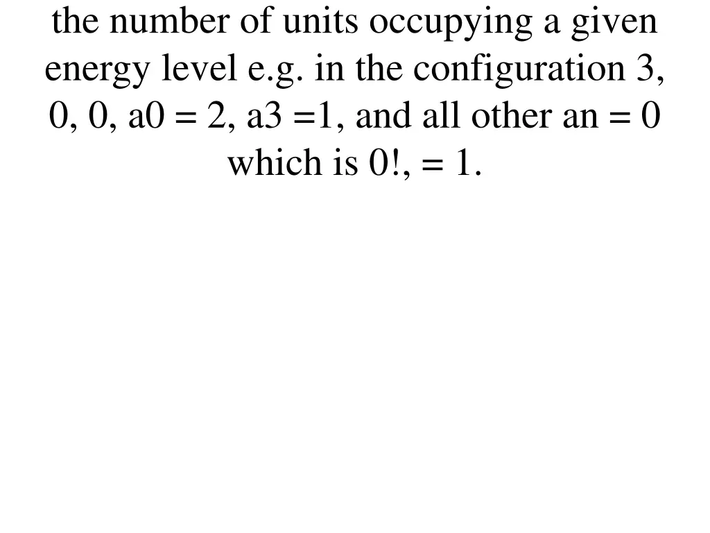 the number of units occupying a given energy