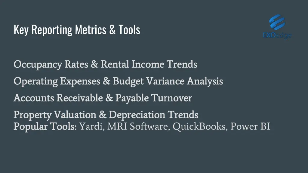 key reporting metrics tools