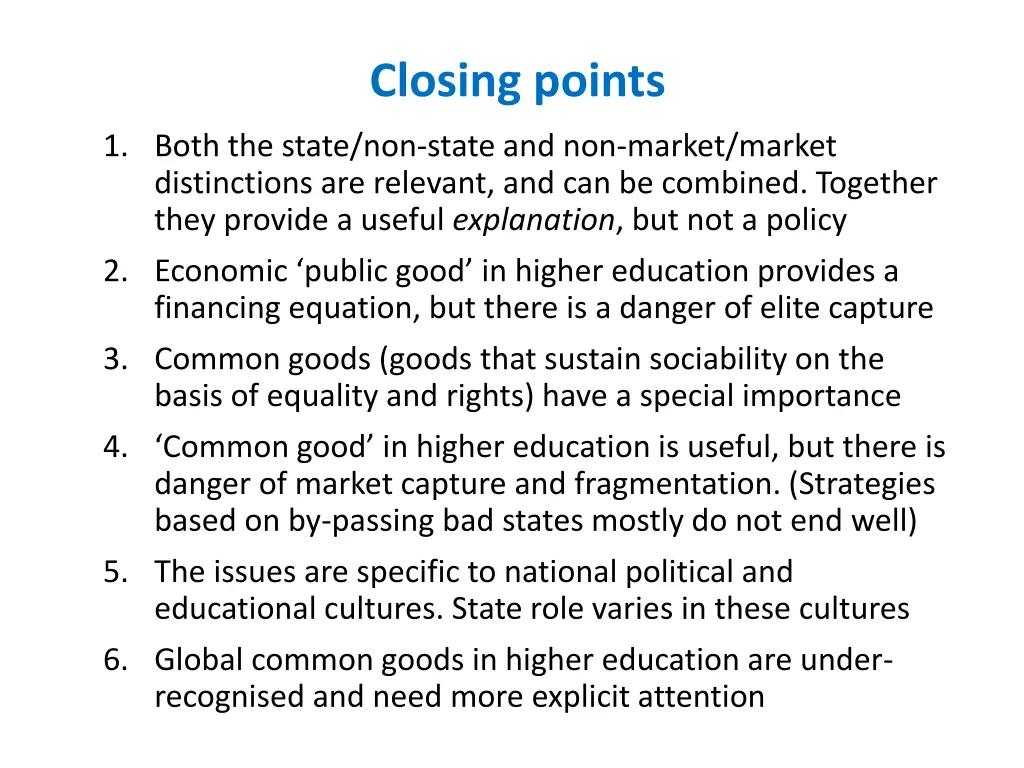 closing points