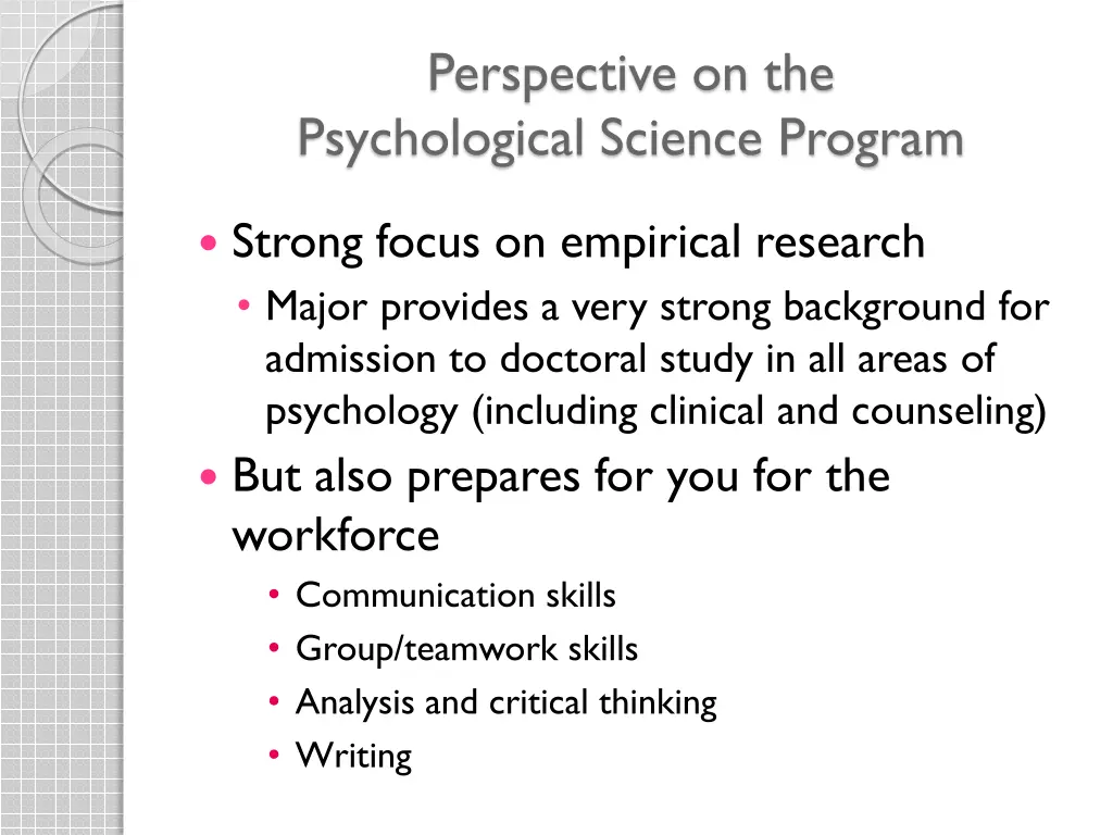perspective on the psychological science program