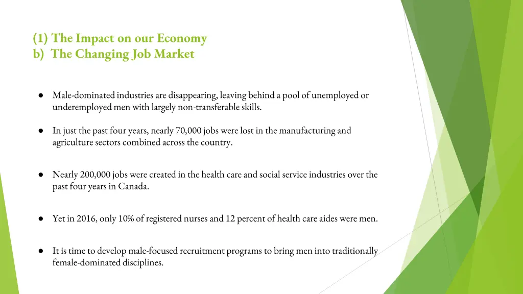 1 the impact on our economy b the changing