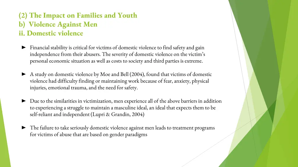 2 the impact on families and youth b violence 4