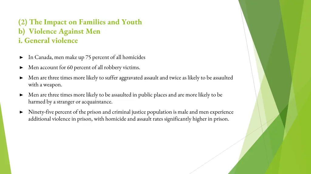 2 the impact on families and youth b violence
