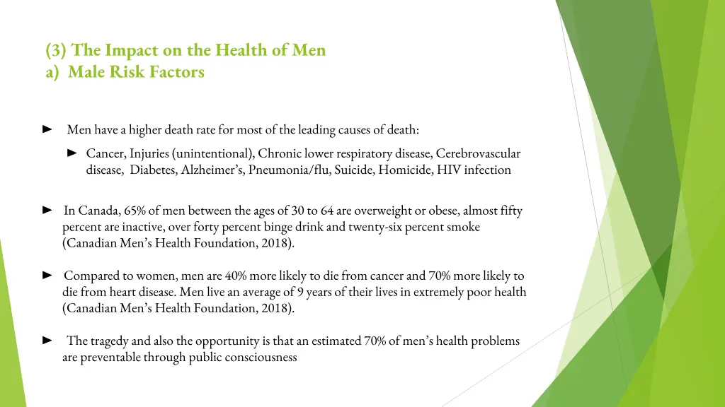 3 the impact on the health of men a male risk 1