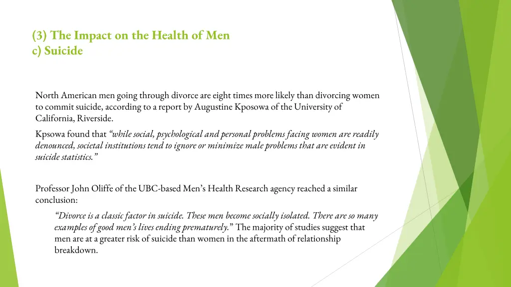 3 the impact on the health of men c suicide 1