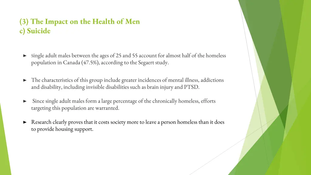 3 the impact on the health of men c suicide 2