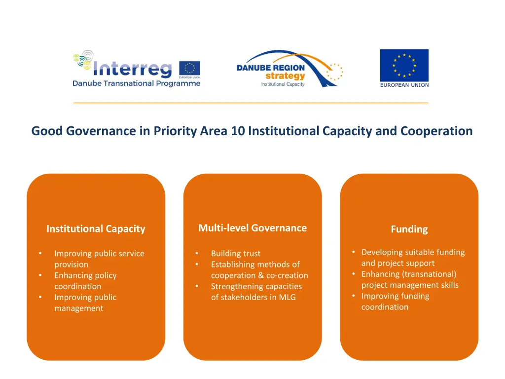 good governance in priority area 10 institutional