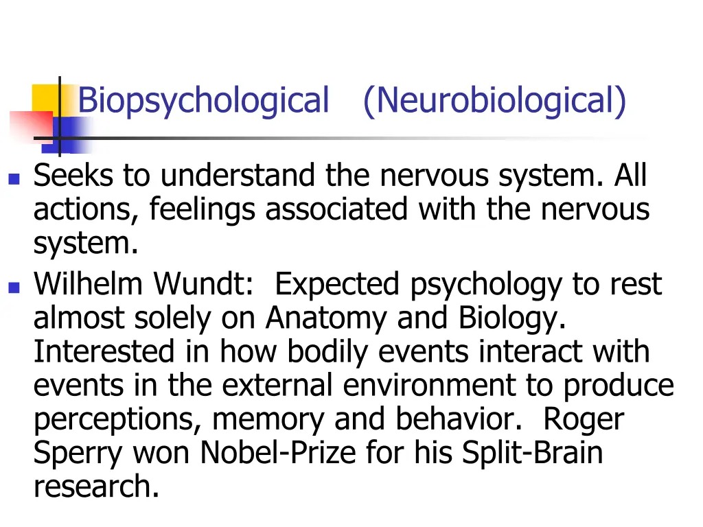 biopsychological neurobiological