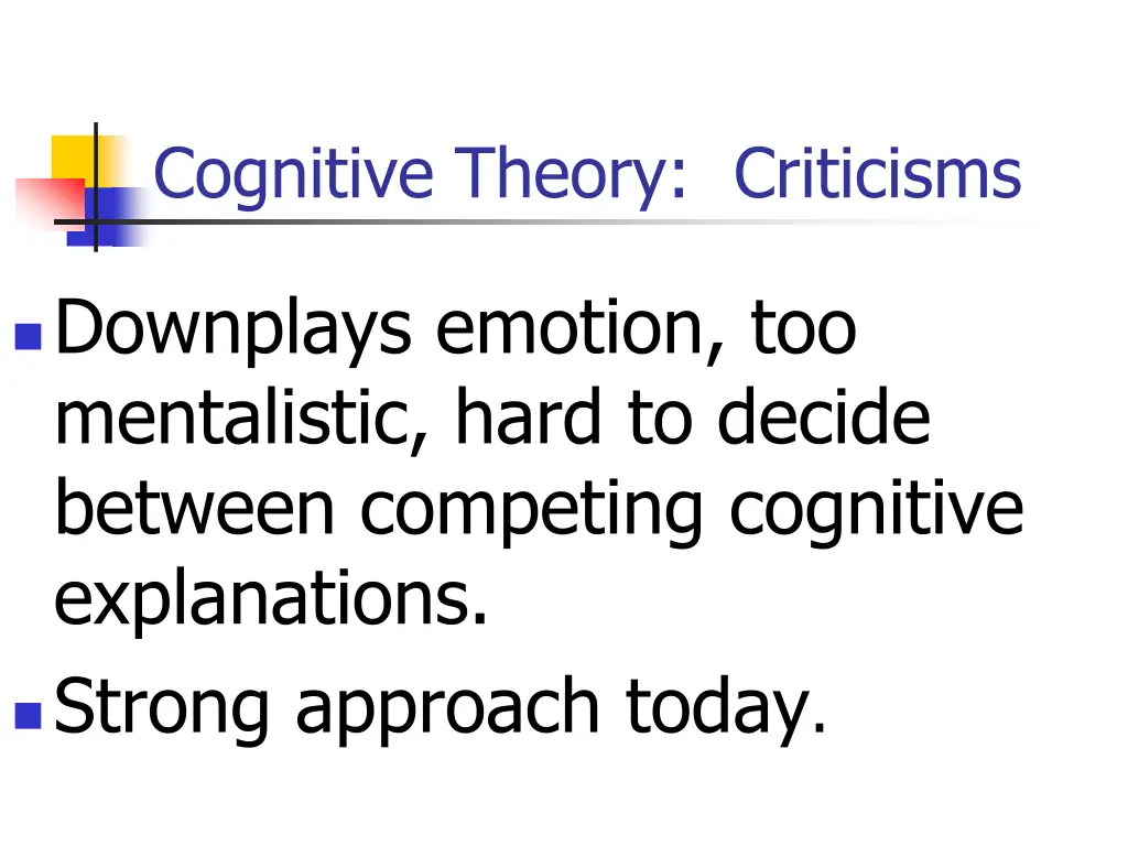 cognitive theory criticisms
