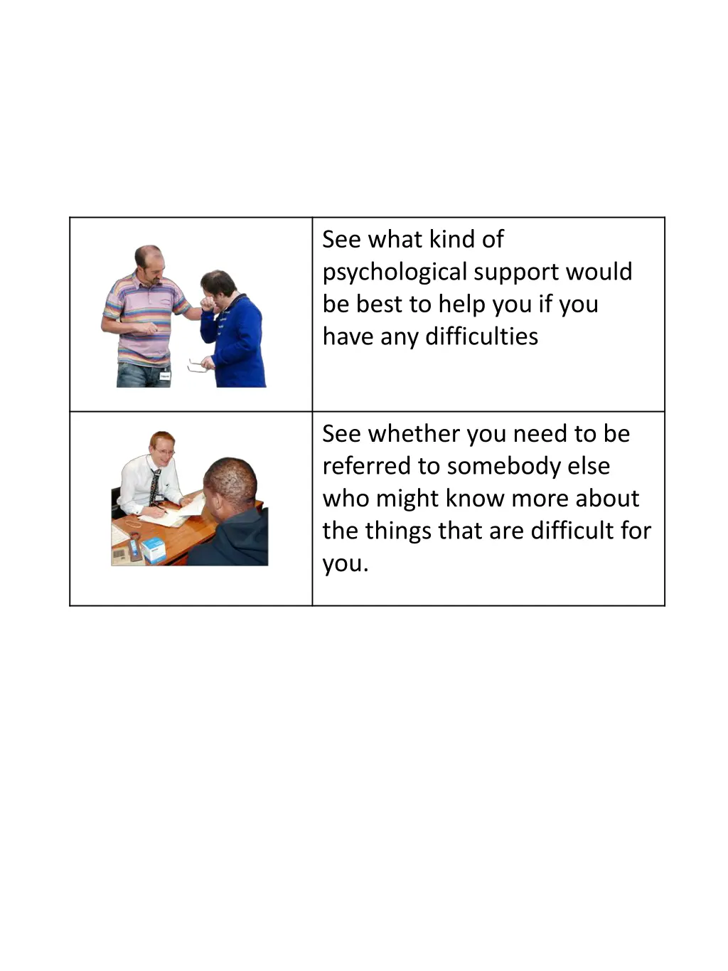see what kind of psychological support would