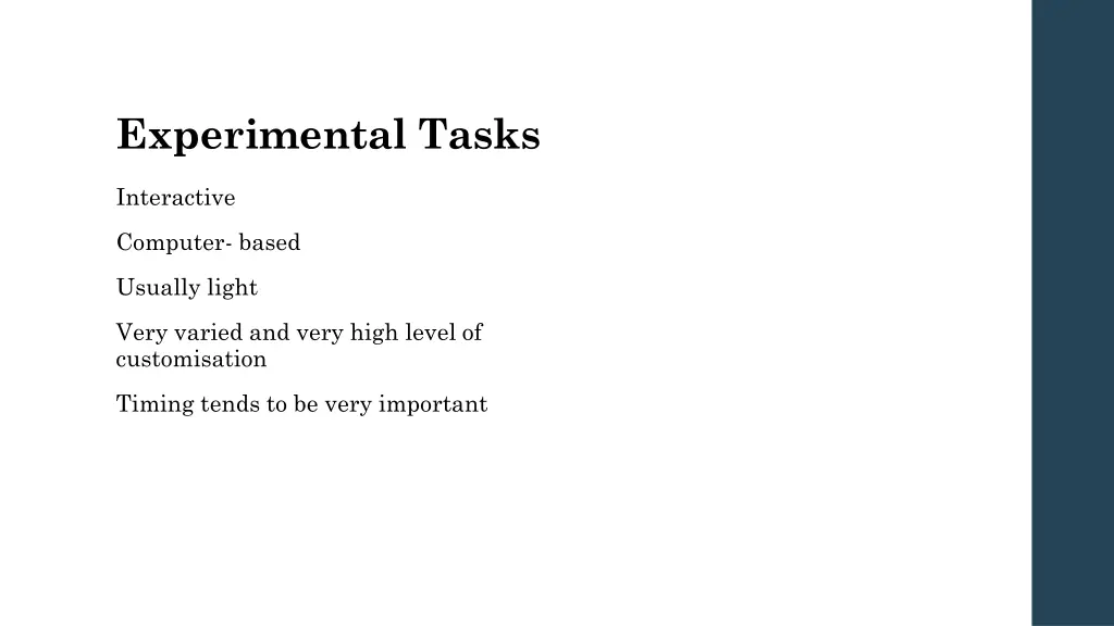 experimental tasks