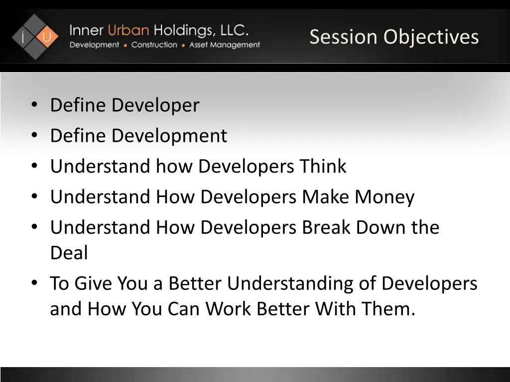 session objectives