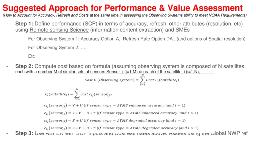suggested approach for performance value