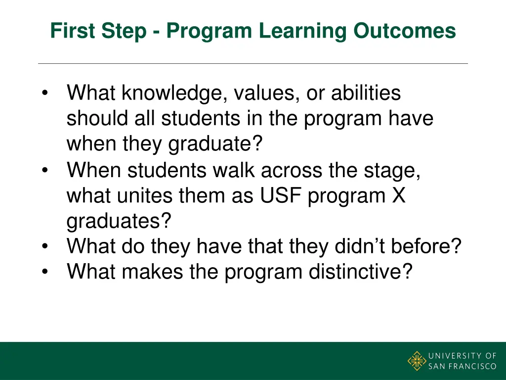 first step program learning outcomes