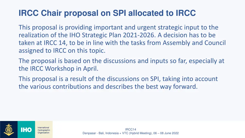 ircc chair proposal on spi allocated to ircc