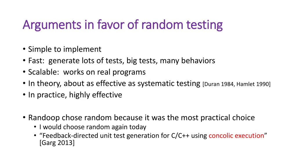 arguments in favor of random testing arguments