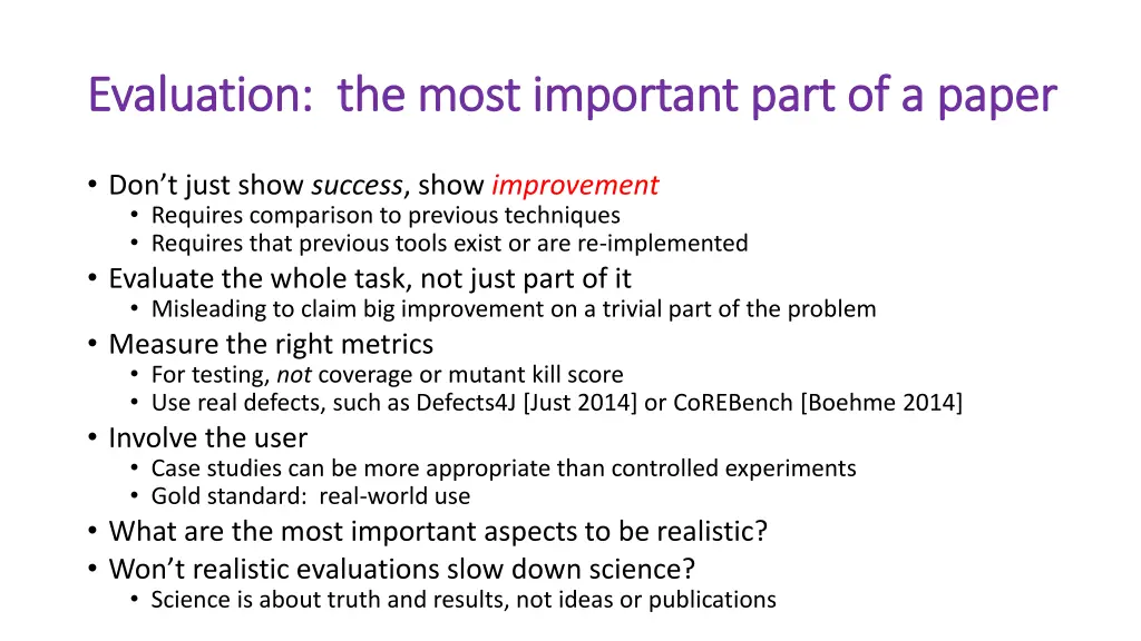 evaluation the most important part of a paper