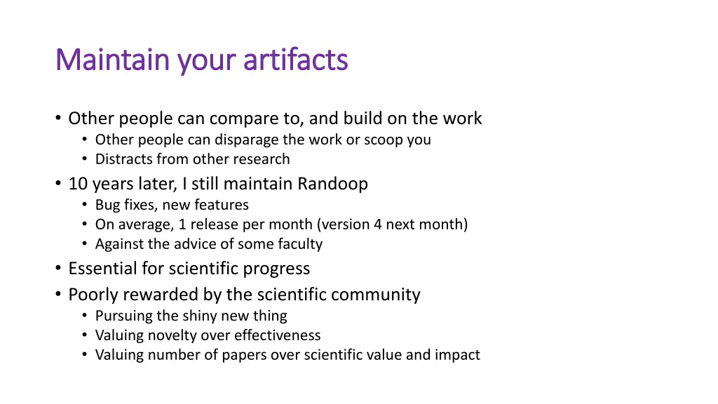 maintain your artifacts maintain your artifacts