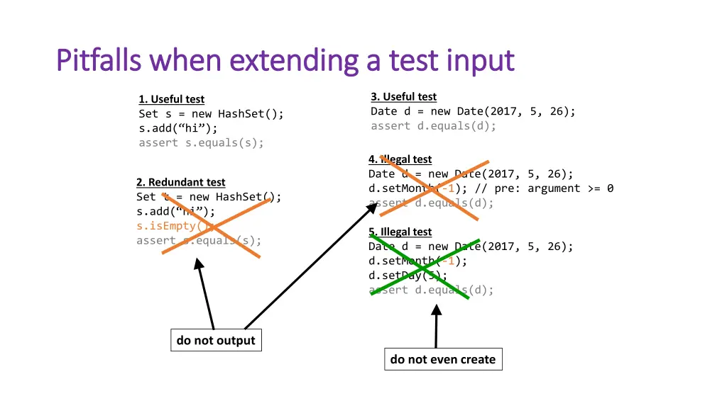 pitfalls when extending a test input pitfalls