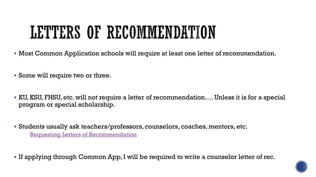 letters of recommendation