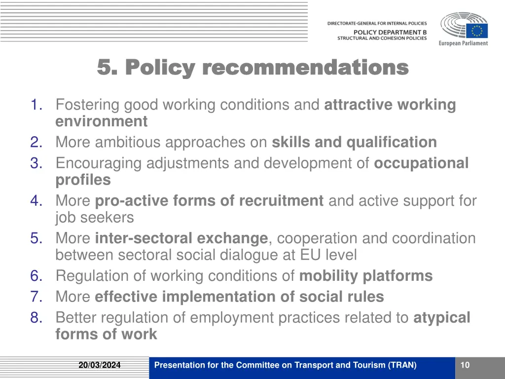 5 policy recommendations 5 policy recommendations