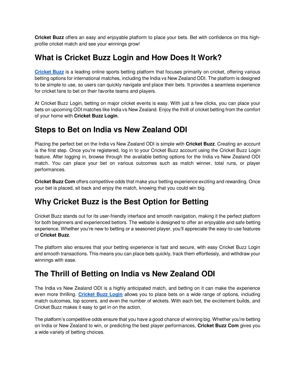 cricket buzz offers an easy and enjoyable