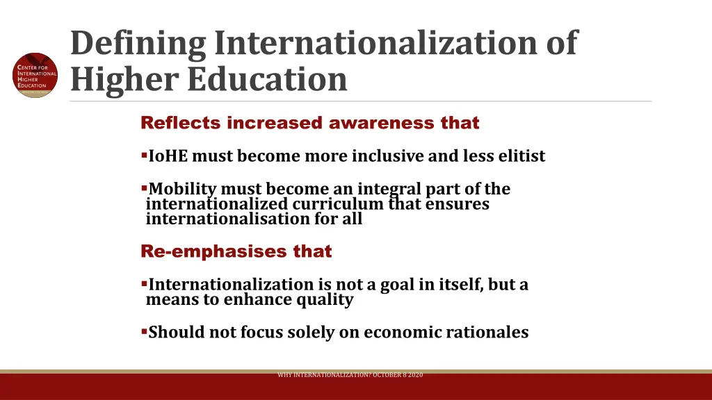 defining internationalizationof highereducation