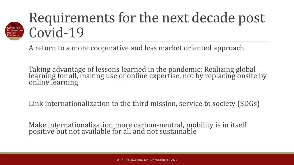 requirements for the next decade post covid