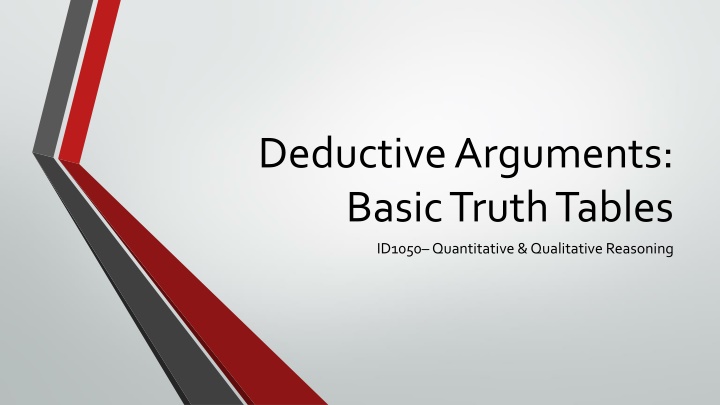 deductive arguments basic truth tables