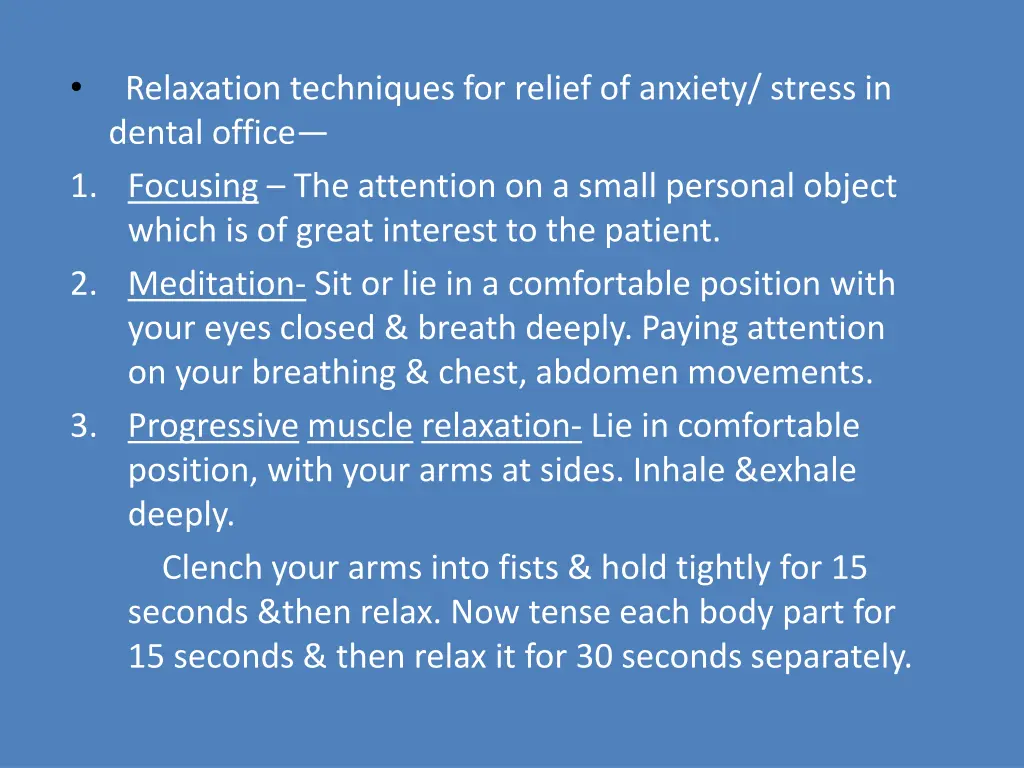 relaxation techniques for relief of anxiety