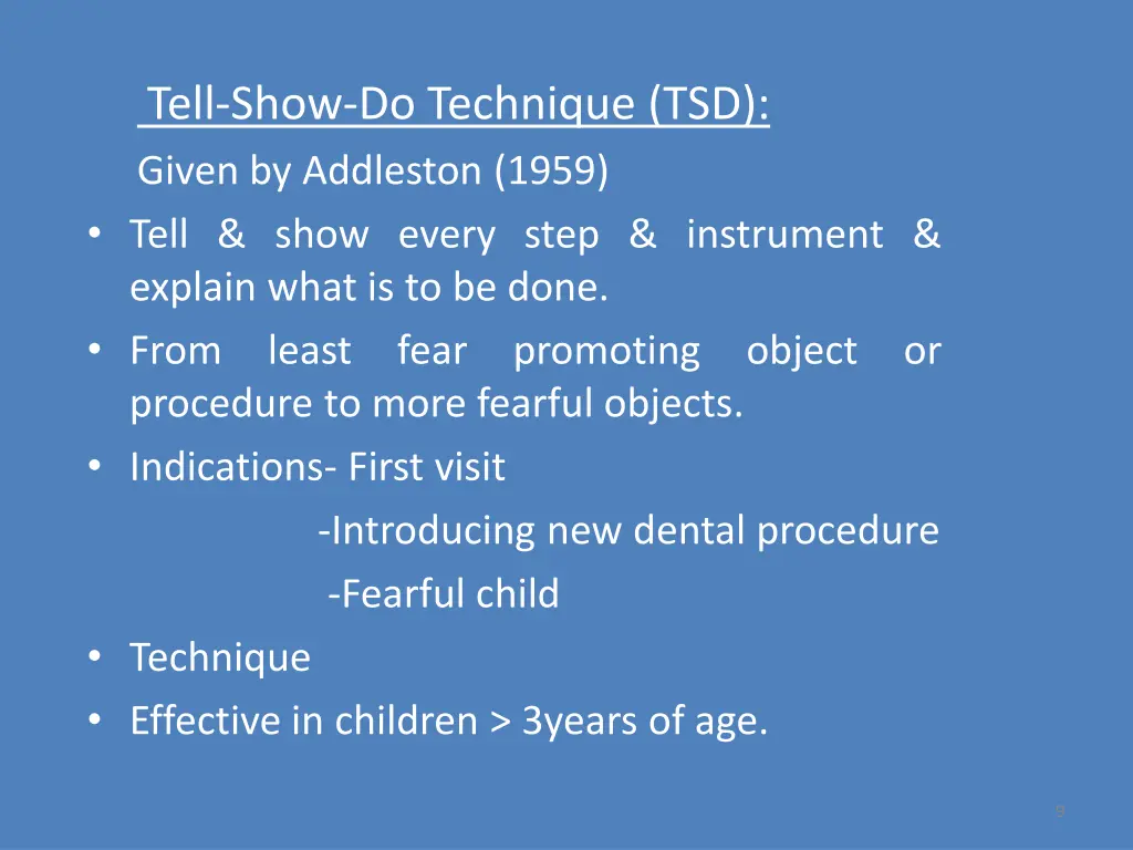 tell show do technique tsd given by addleston