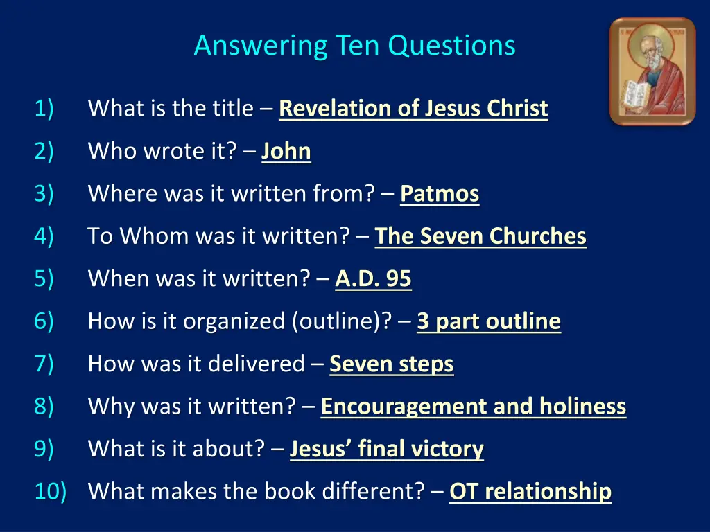answering ten questions