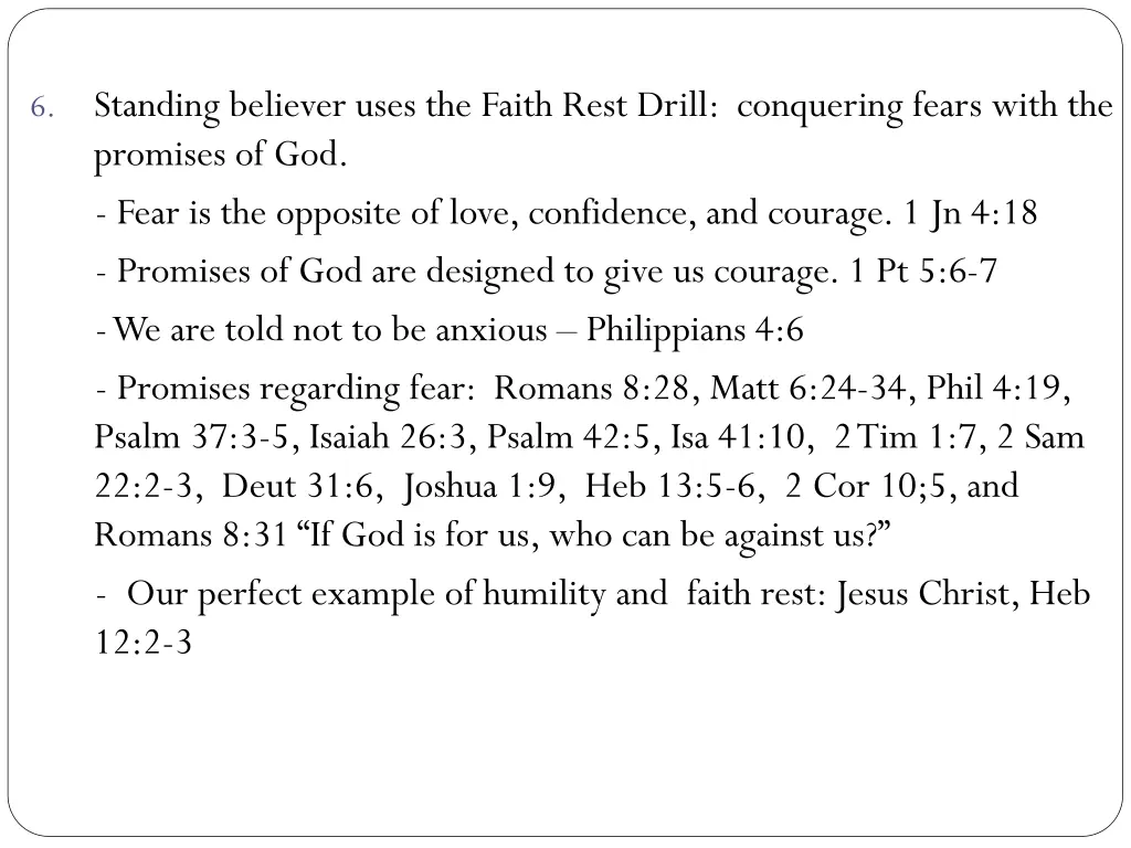 standing believer uses the faith rest drill