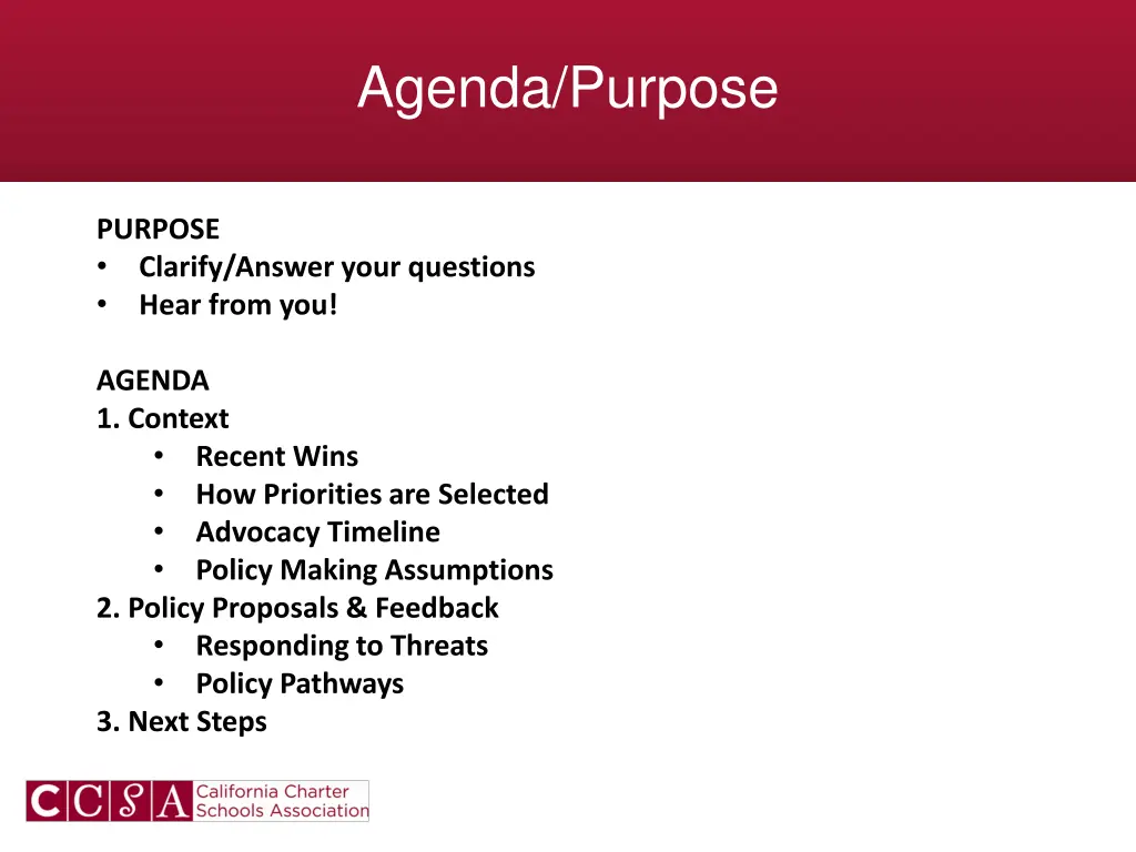 agenda purpose