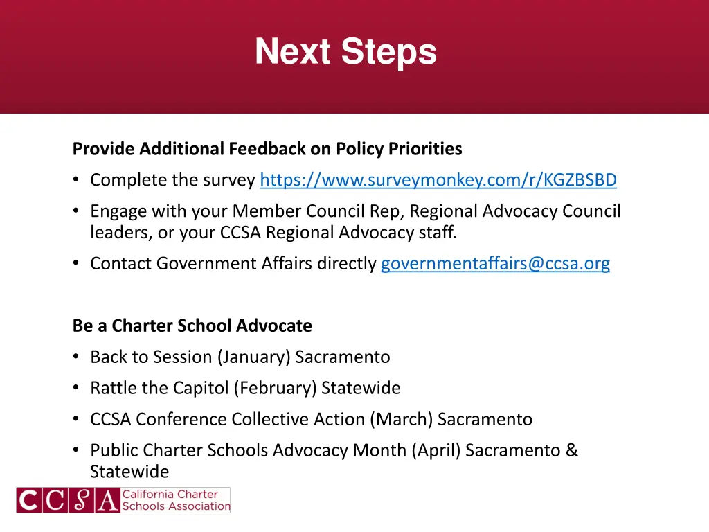 next steps