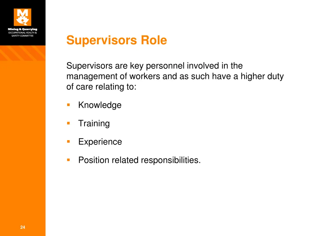 supervisors role