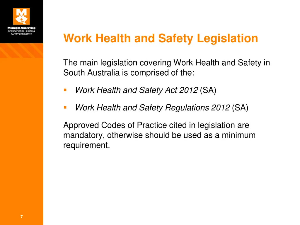 work health and safety legislation