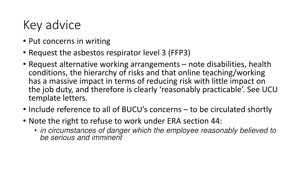 key advice put concerns in writing request