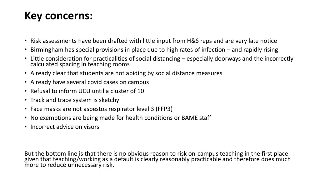 key concerns