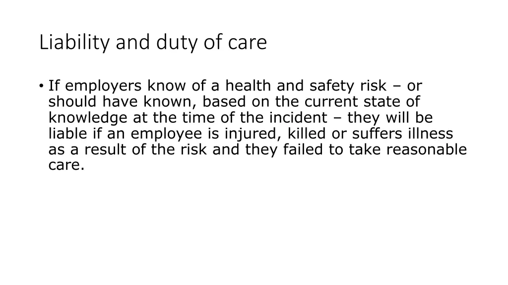 liability and duty of care