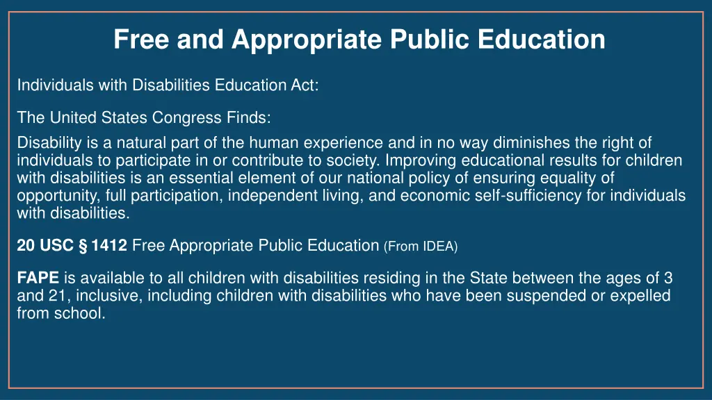 free and appropriate public education