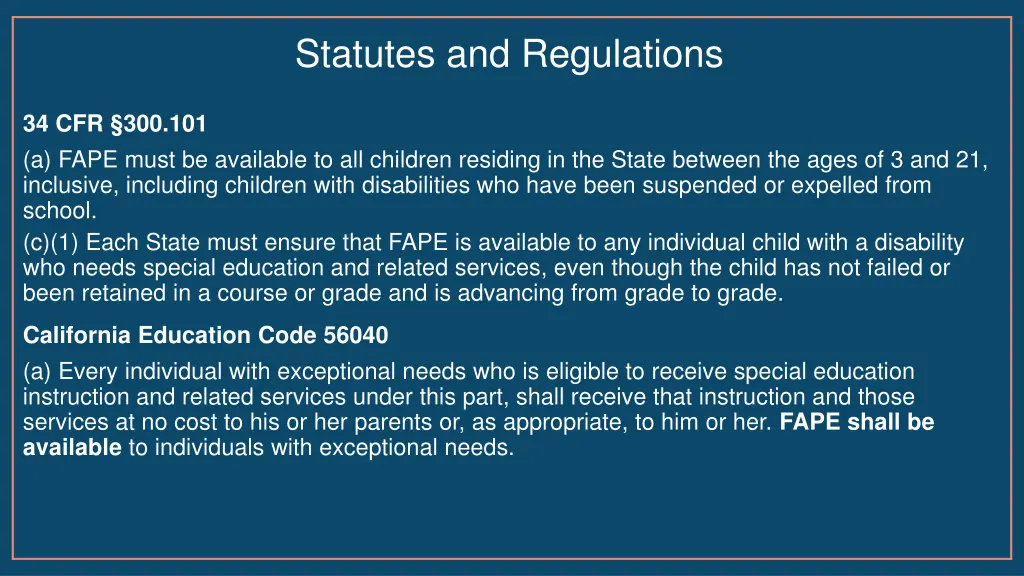 statutes and regulations