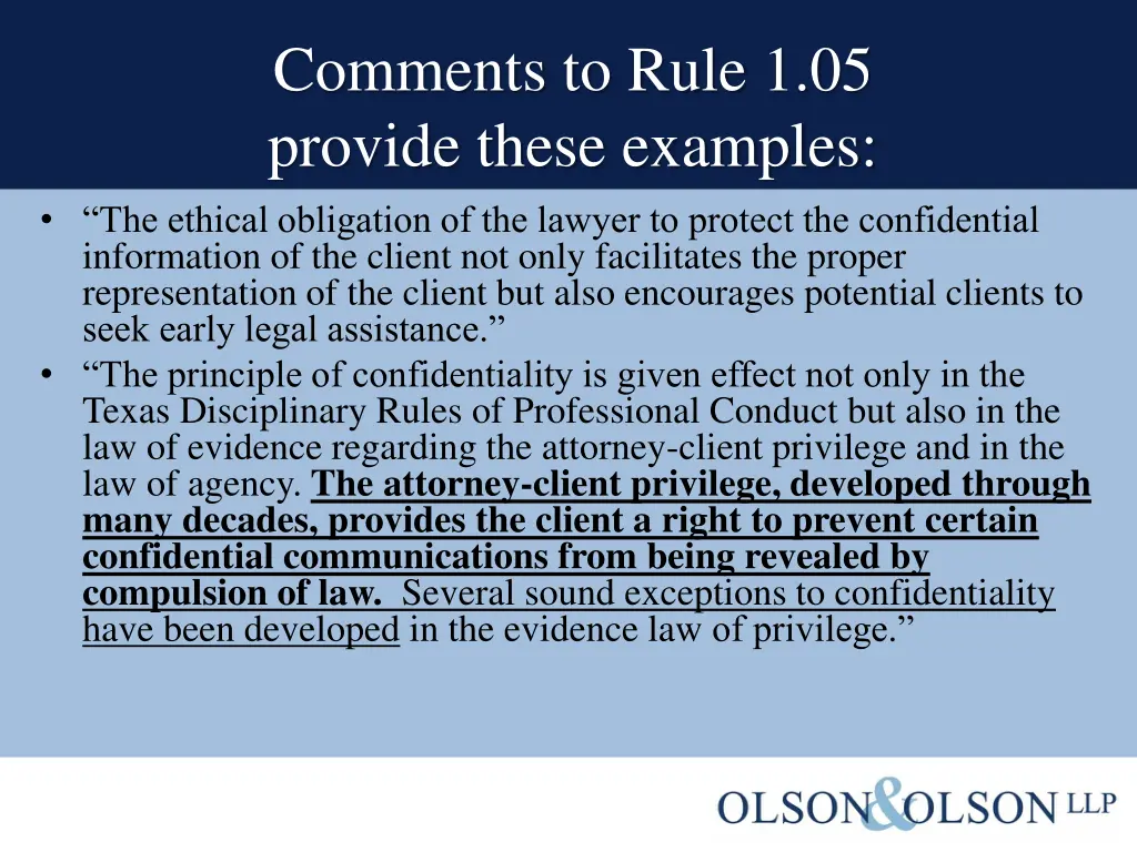 comments to rule 1 05 provide these examples