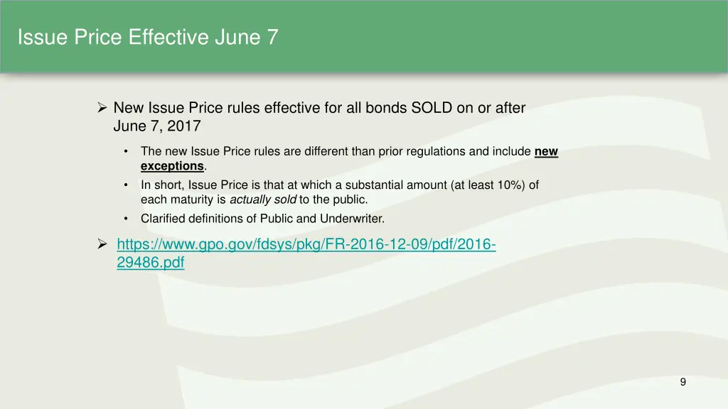 issue price effective june 7