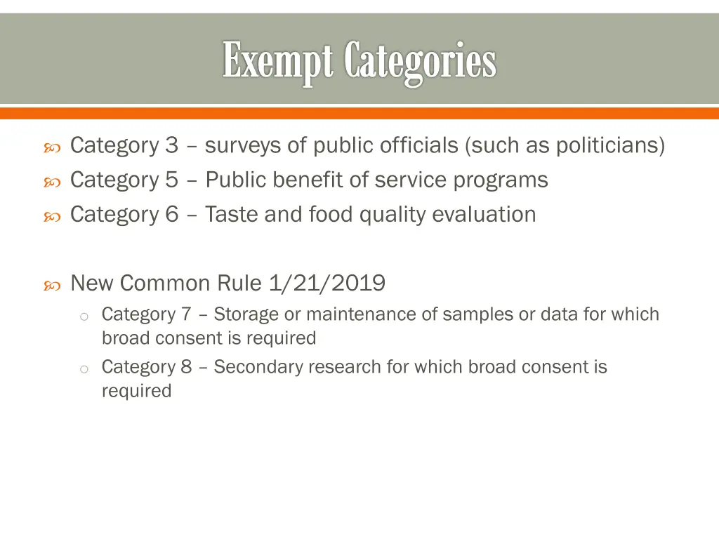exempt categories 1