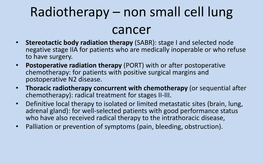 radiotherapy non small cell lung cancer